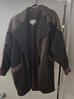 Winlit Women’s Brown Textured Coat Jacket